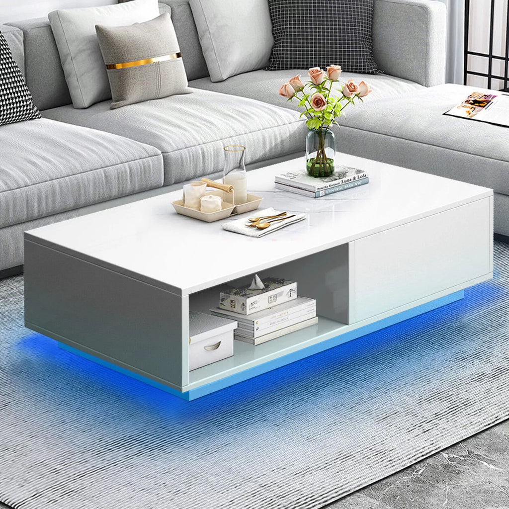 Oversized High Gloss Coffee Table with Drawer Z67442