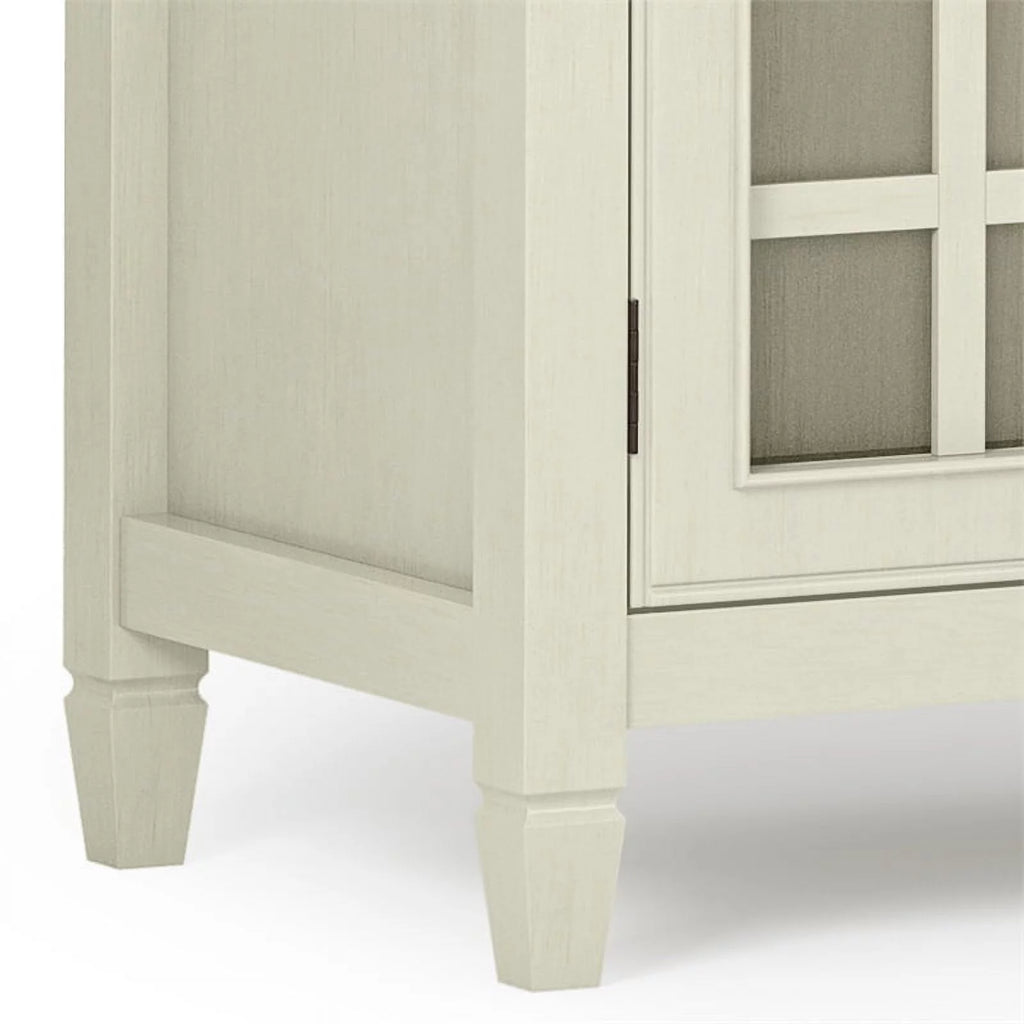 Antique White Solid Wood 46 inch Wide Low Storage Cabinet L24262