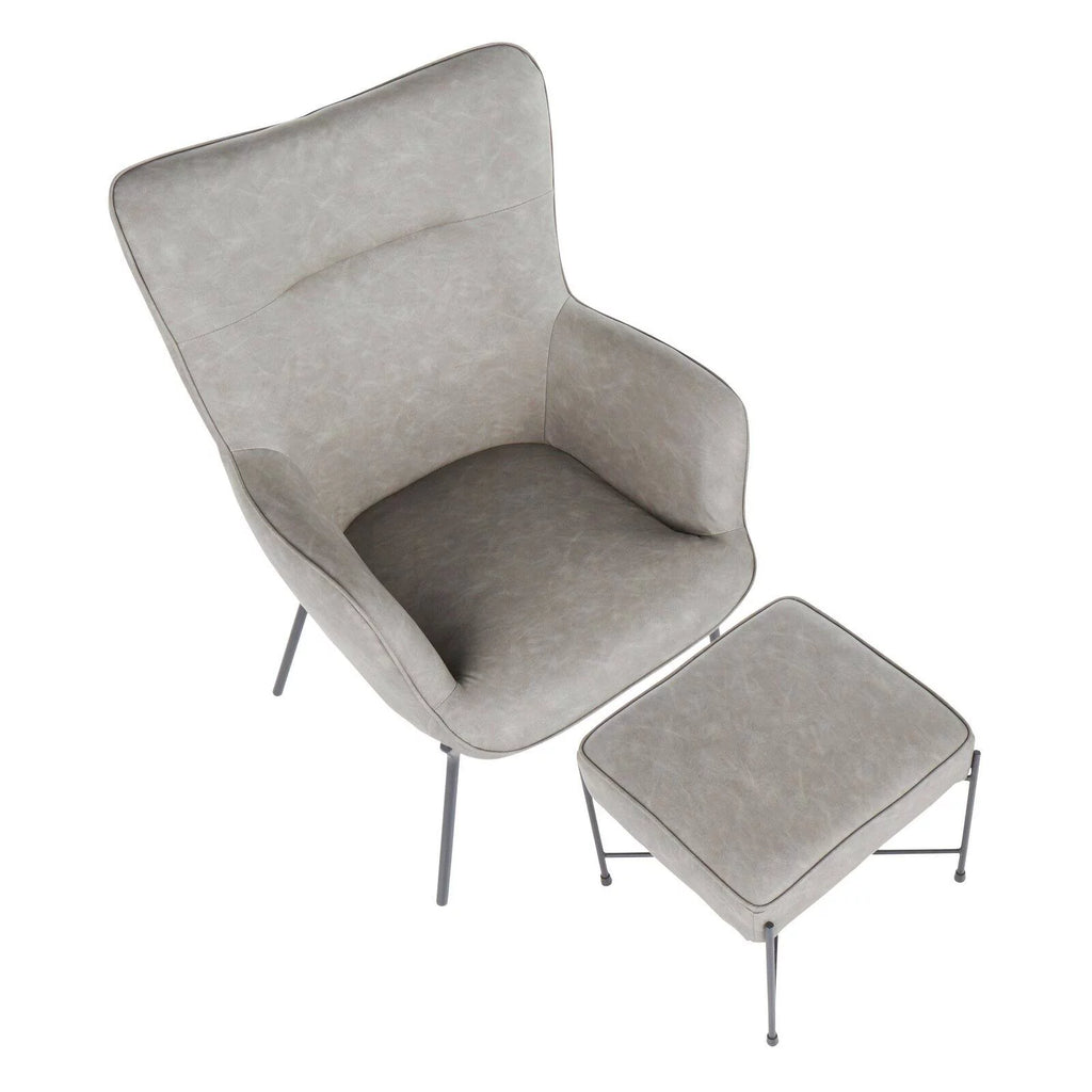 Faux Leather Lounge Chair with Ottoman J30774