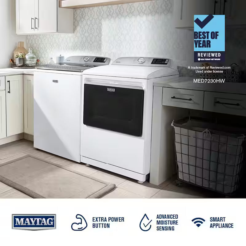 White Gas Vented Dryer with Steam J16687