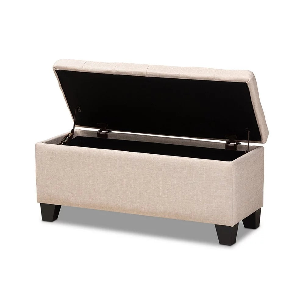 Beige Fabric Upholstered Storage Ottoman J131160