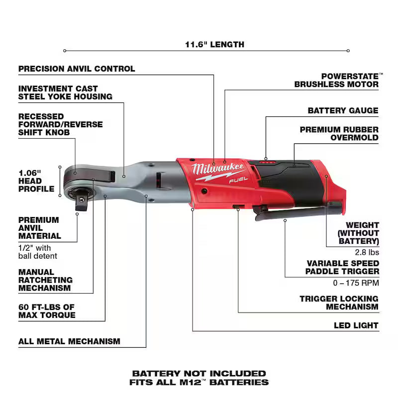 12V Lithium-Ion Brushless Cordless 1/2 in. Ratchet G300579