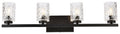 Black 4 Lights Bath Sconce with Clear Shade P951