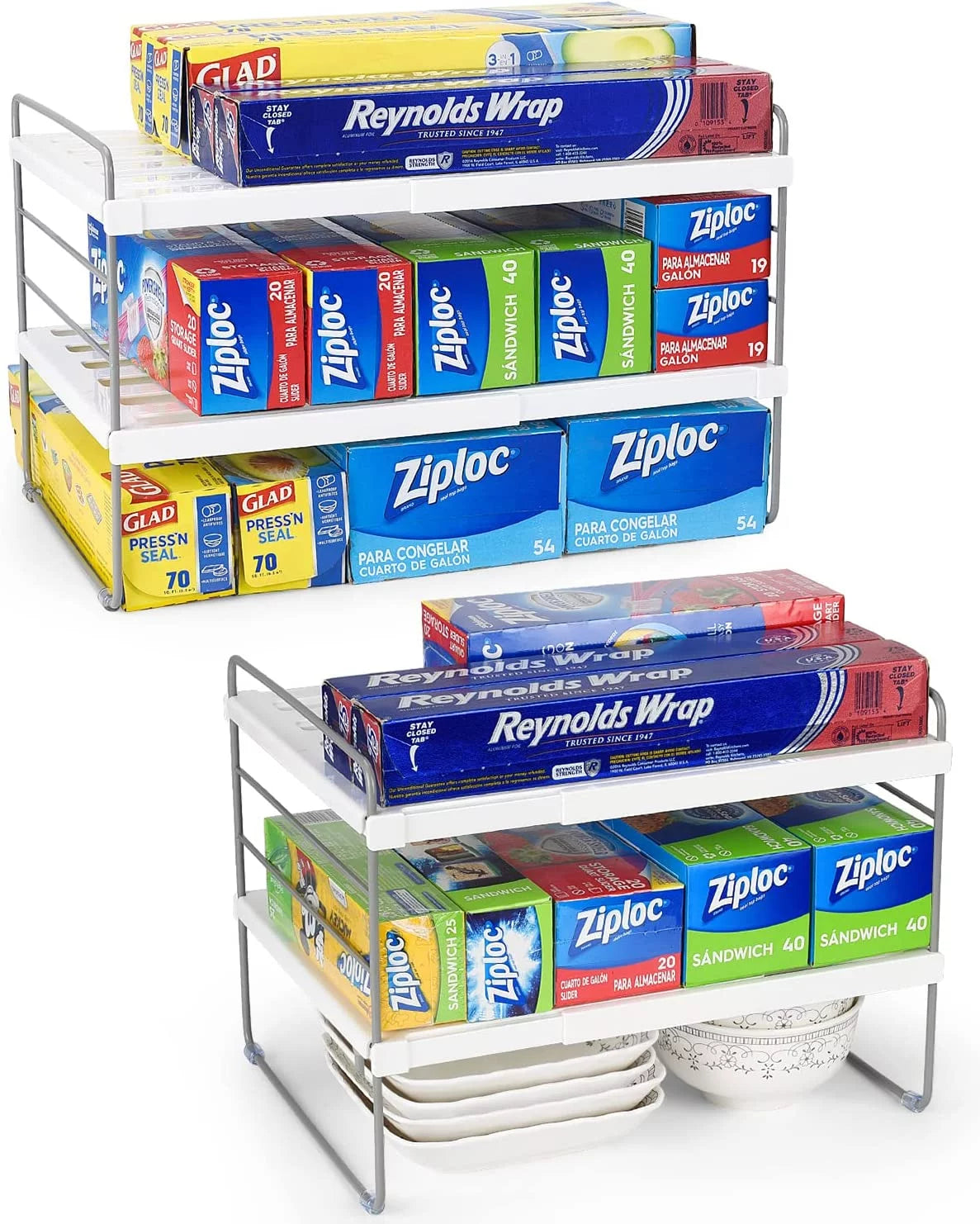 2 Pack Expandable Kitchen Wrap Organizer Rack R748