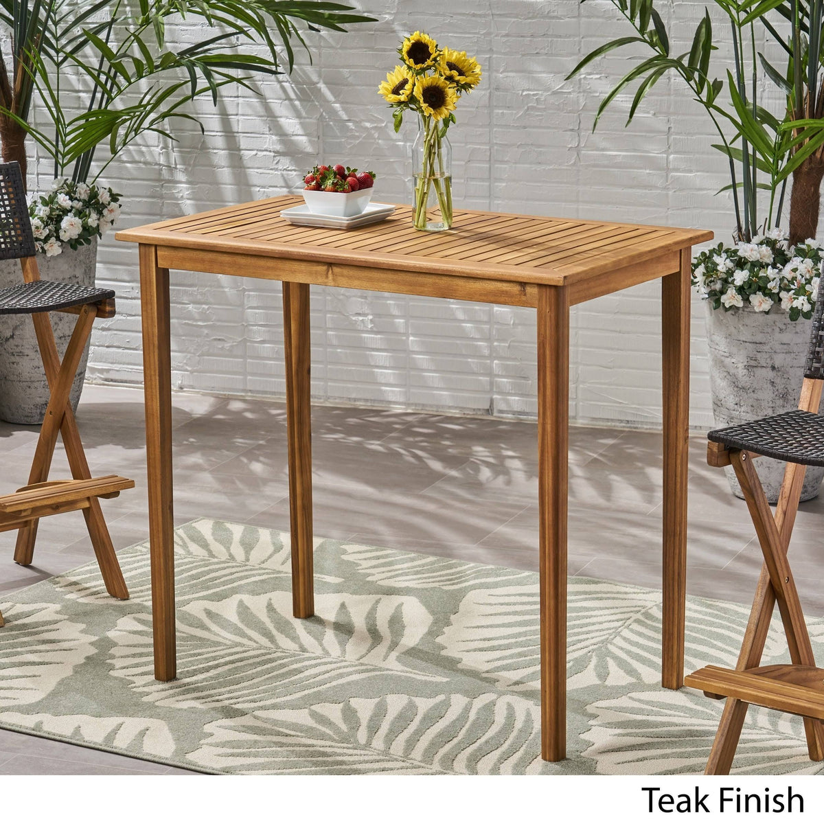 Acacia Wood Rectangle Bar Table Dark Gray Y24574