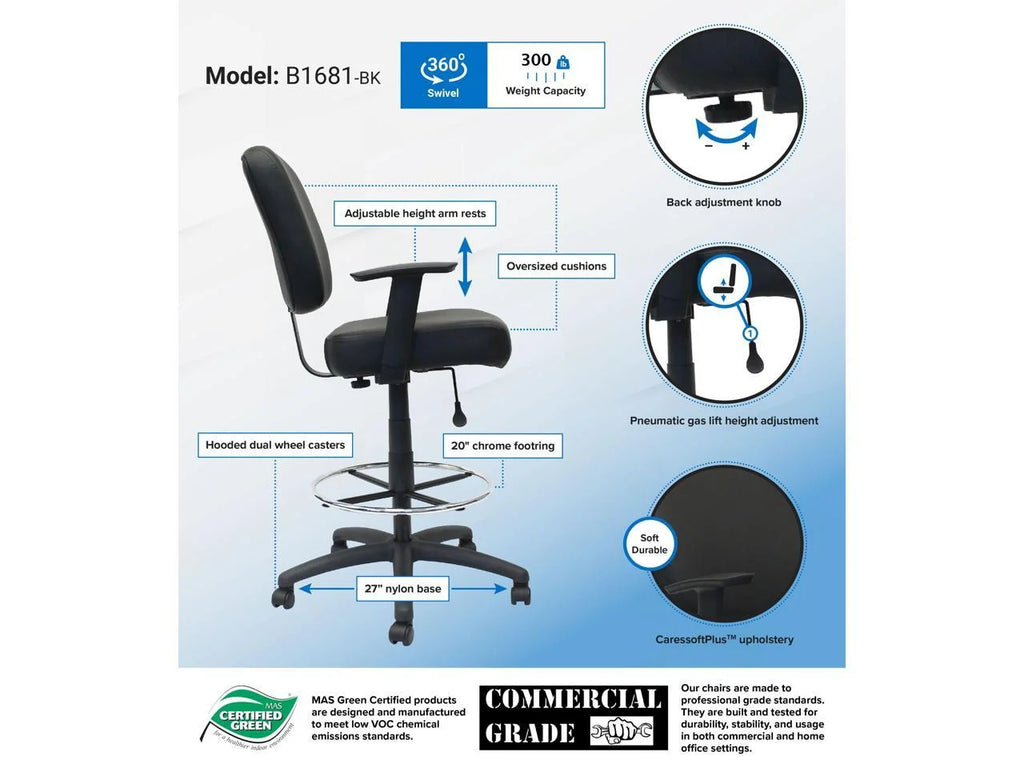 Black Oversized Task Chair Stool P39239