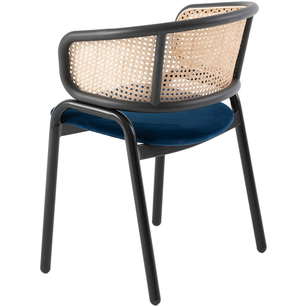 Navy Blue Velvet Wicker Dining Chair Set of 2 W44423