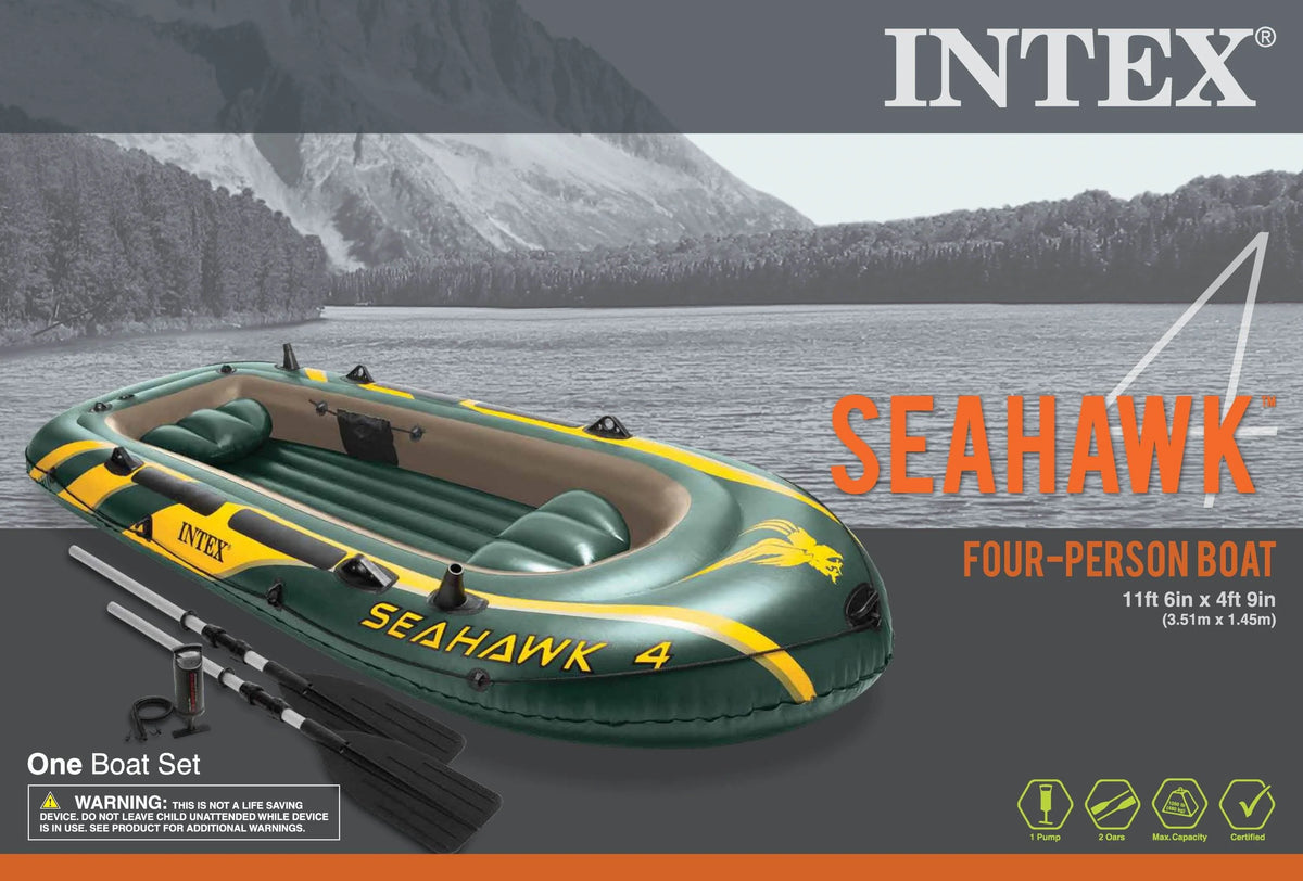Inflatable 4 Person Boat Set with Oars & Air Pump 2 Pack T9056