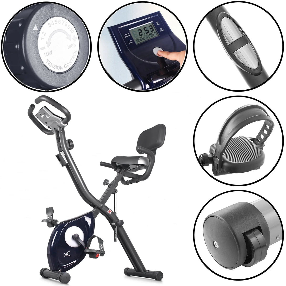 Folding Indoor Cycling Exercise Bike 10-Levels Resistance 220 Lb O35745