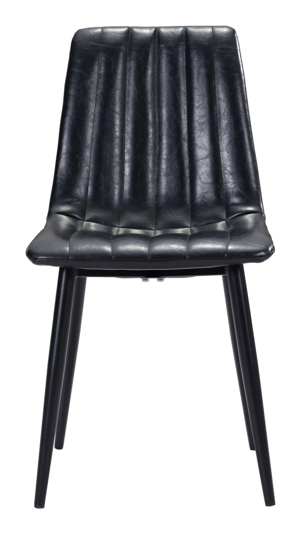 Faux Leather Channel Scoop Dining Chairs, Vintage Black - Set of 2 W1485