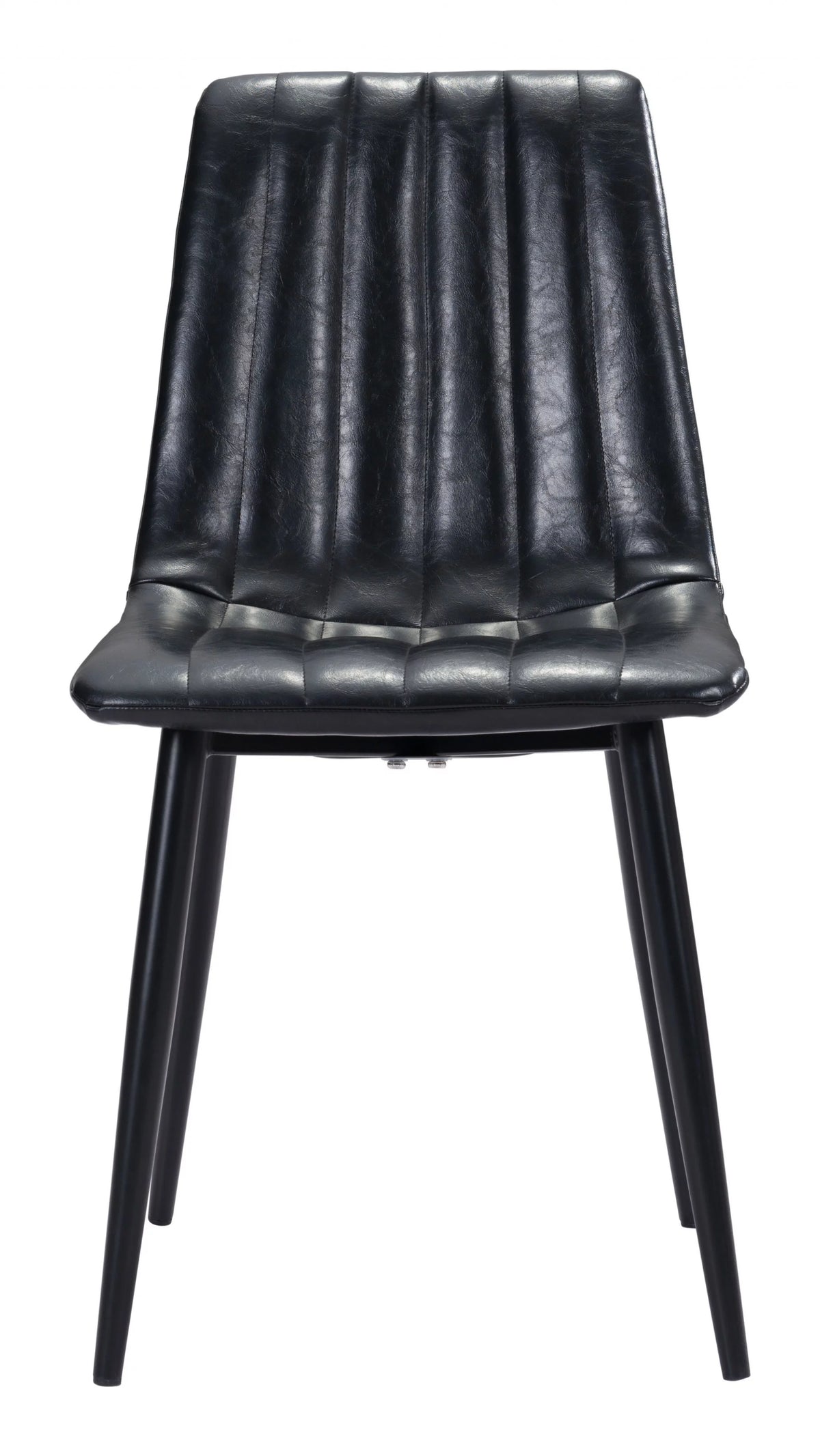 Faux Leather Channel Scoop Dining Chairs, Vintage Black - Set of 2 W1485