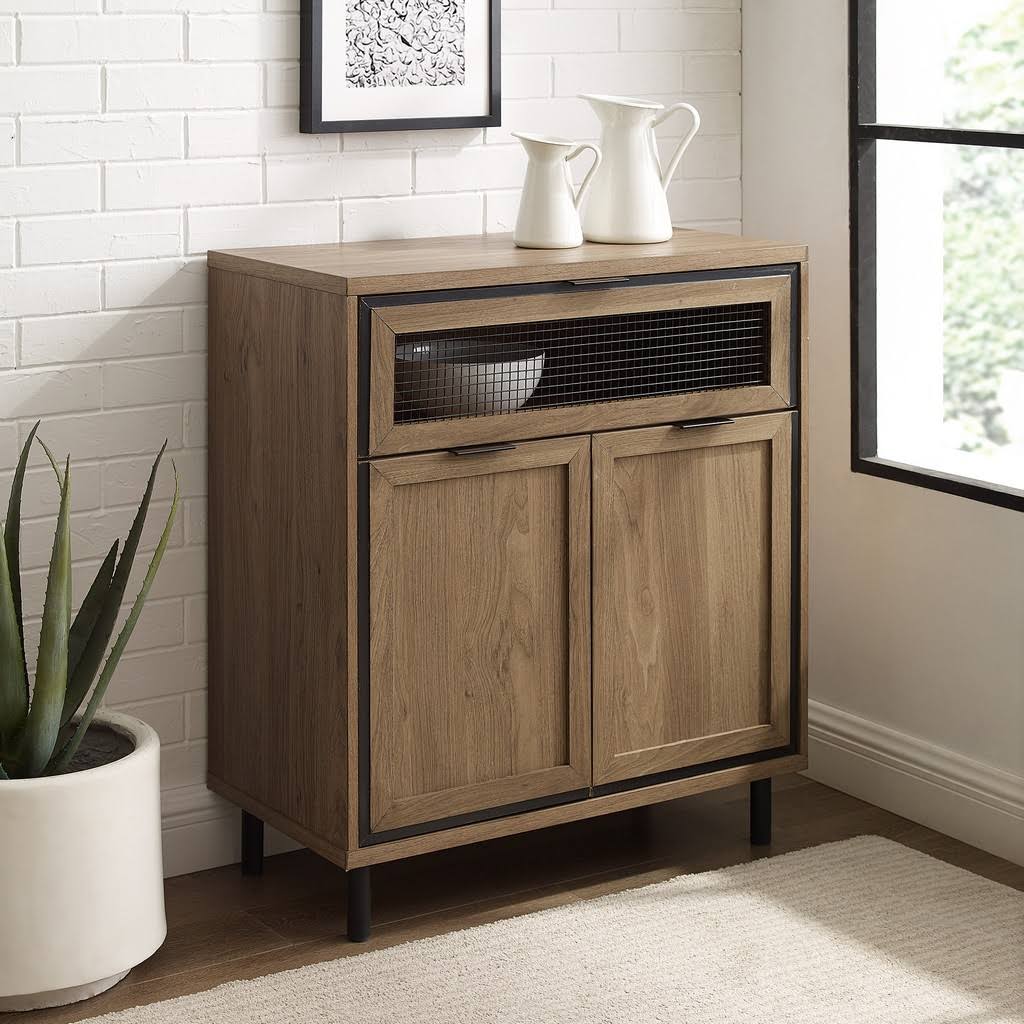 30x22 Mesh Metal Drop Down Door Accent Cabinet I17643