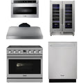 36 Electric Range, Range Hood, Dishwasher, Microwave and Wine Cooler X9410