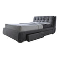 Gray Upholstered Fabric Queen Bed with Storage C3056