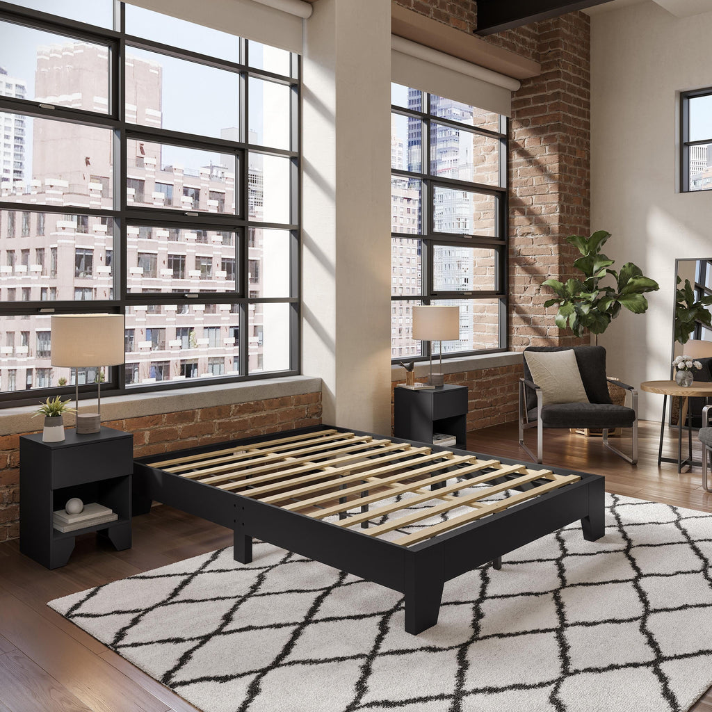 Black Full Platform Bed Frame N279