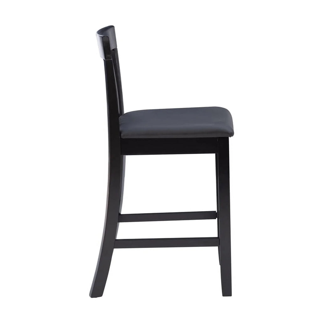 25" Wood Faux Leather Counter Stool in Black I85256