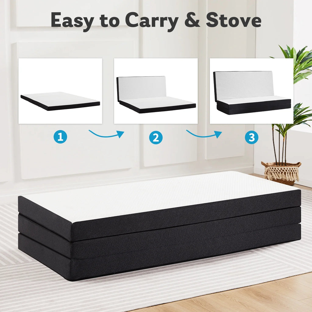 Queen Size 4 inch Tri-fold Memory Foam Mattress X324333