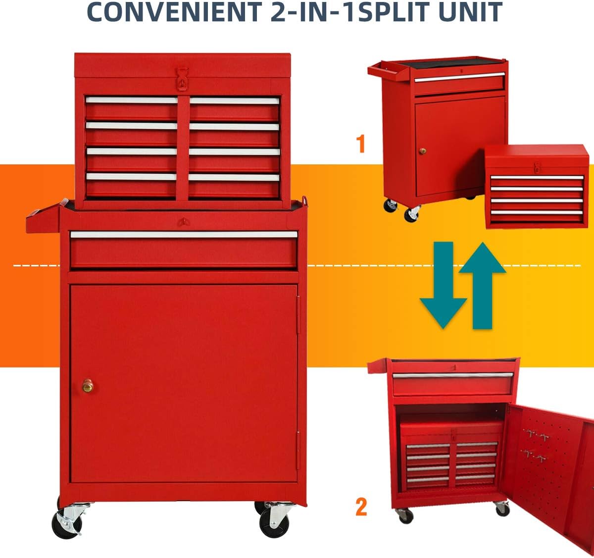 5 Drawers Rolling Tool Box with 4 Wheels Y31264