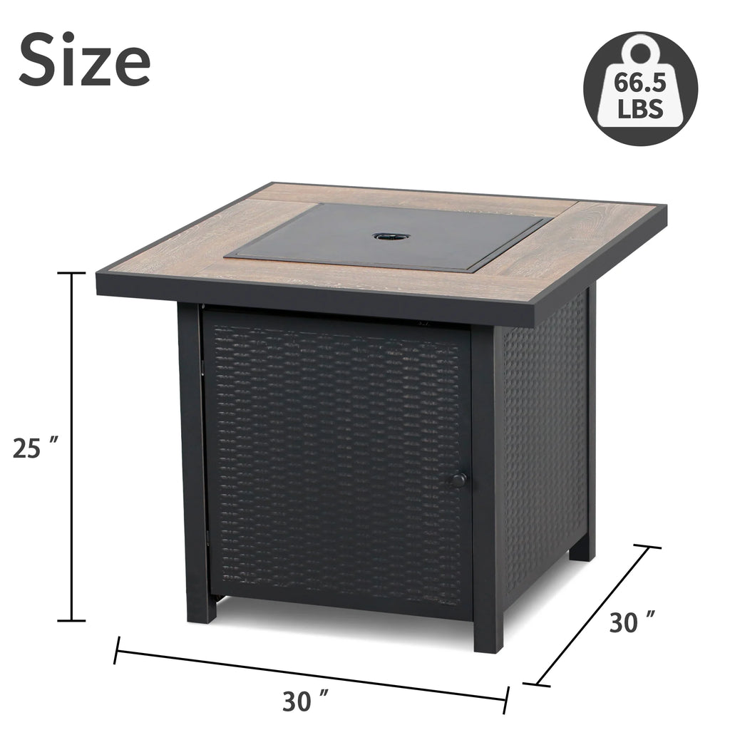 30'' Square Propane Gas Fire Pit Table Black B12046