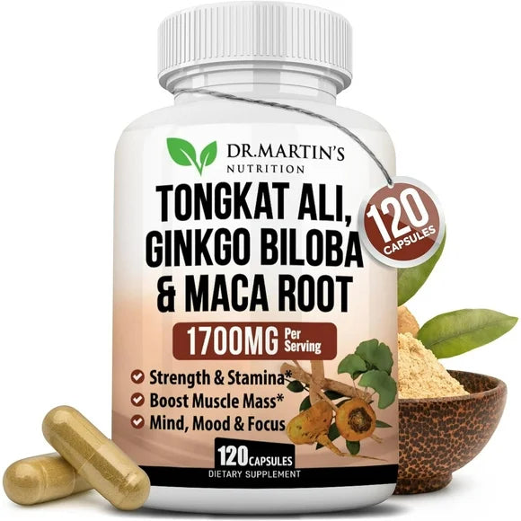Tongkat Ali, Maca Root & Ginkgo Biloba Supplement 120 Capsule H3785