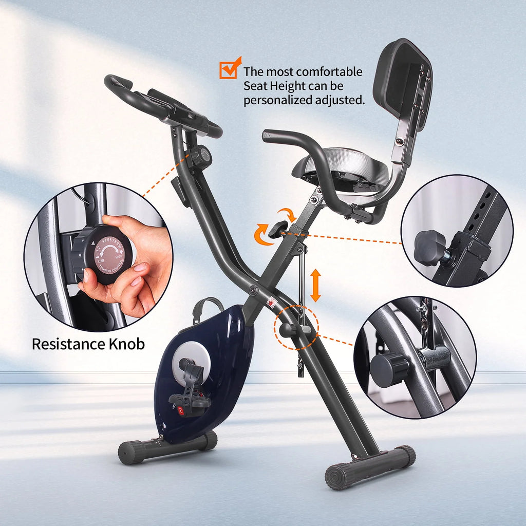 Folding Indoor Cycling Exercise Bike 10-Levels Resistance 220 Lb O35745