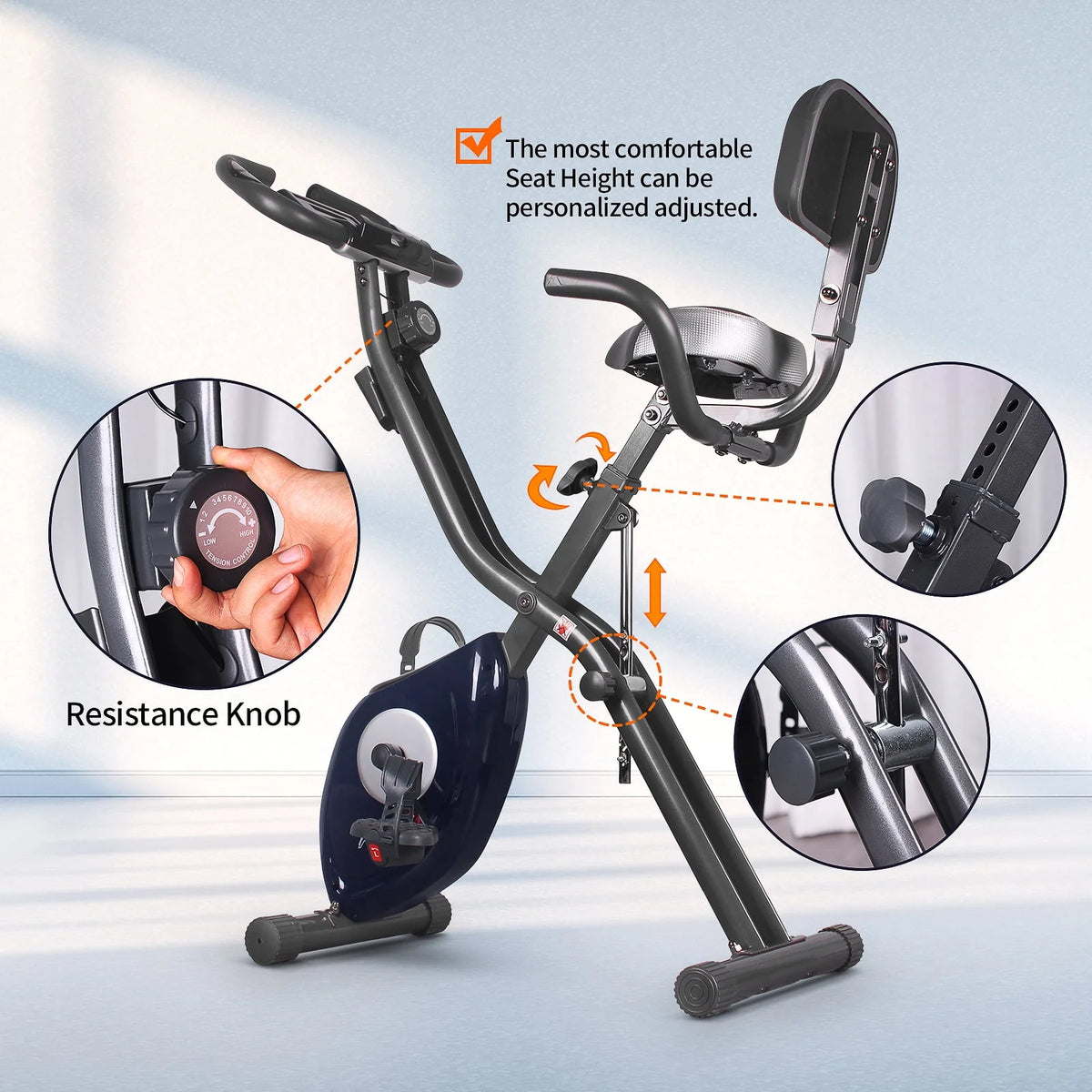 Folding Indoor Cycling Exercise Bike 10-Levels Resistance 220 Lb O35745