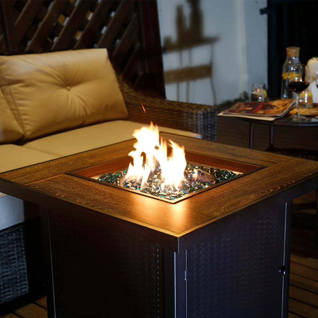 30'' Square Propane Gas Fire Pit Table Black B12046