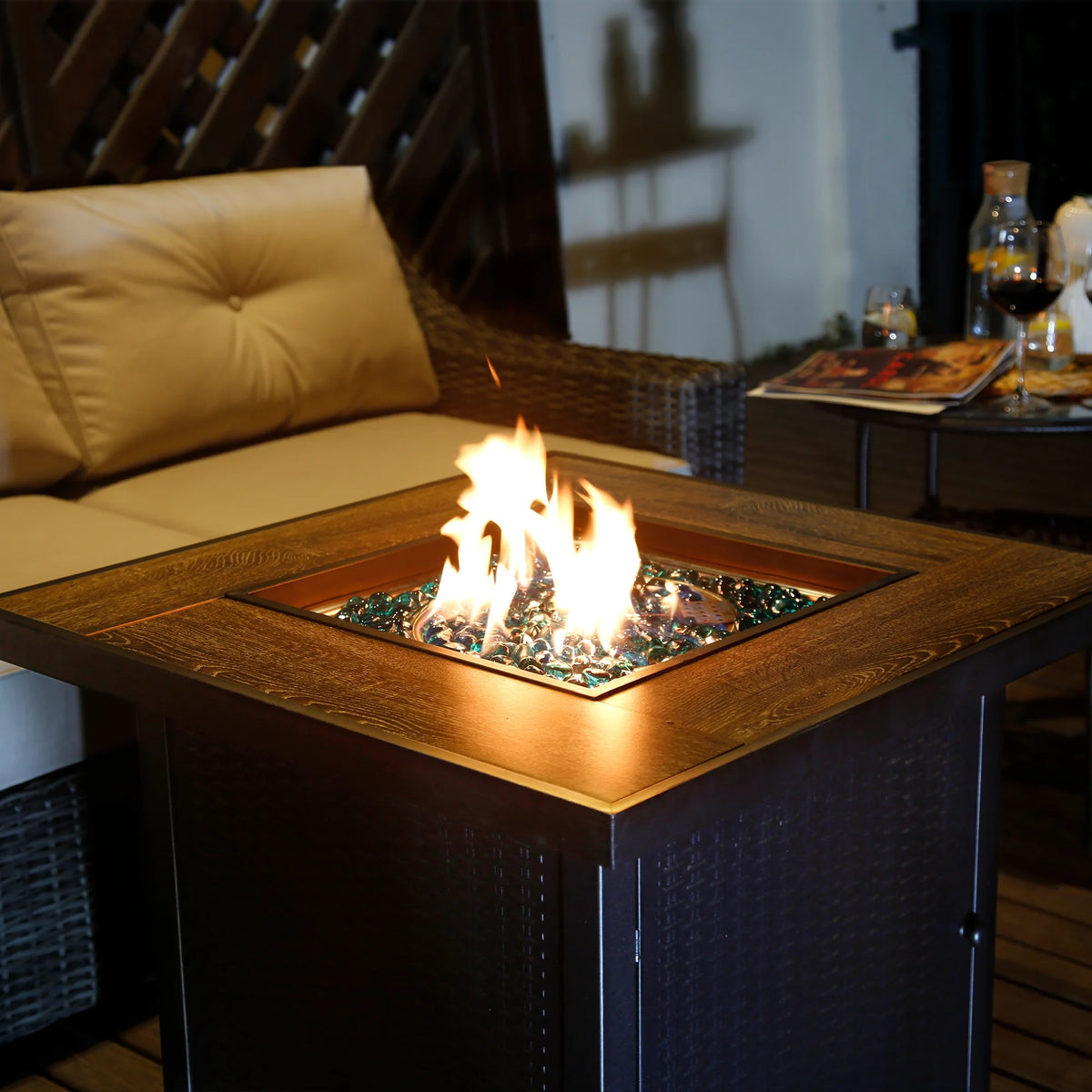 30'' Square Propane Gas Fire Pit Table Black B12046