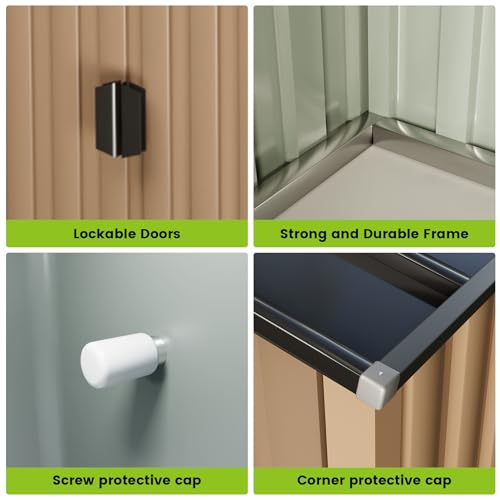 8FT x 6FT Metal Outdoor Storage Shed with Door Lock W28772