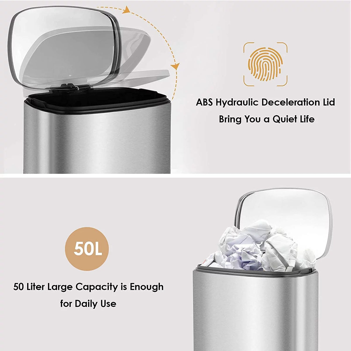 50L Stainless Steel Garbage Can A1556