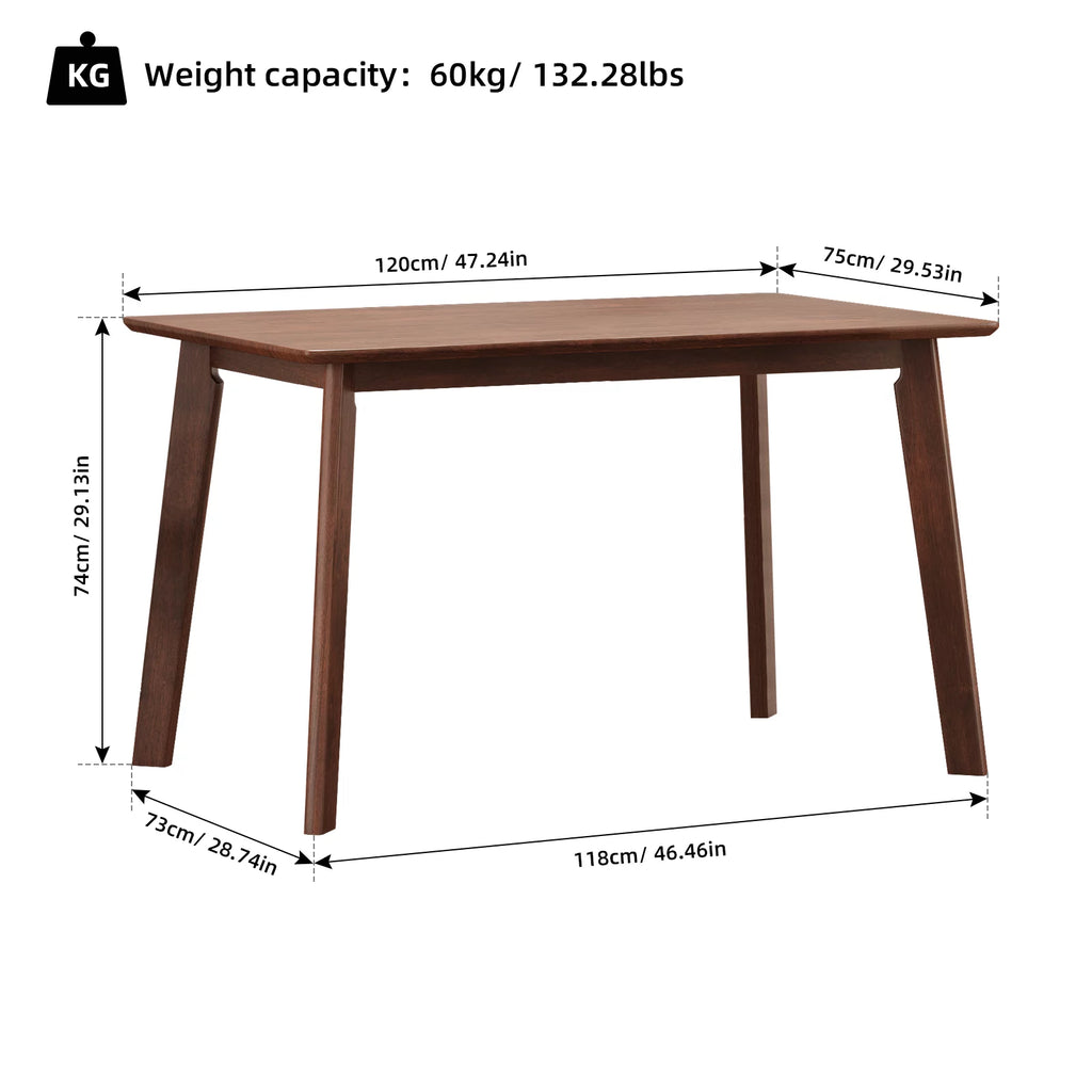5 Pieces Dining Table Set with 4 Chairs Solid Rubberwood C80467