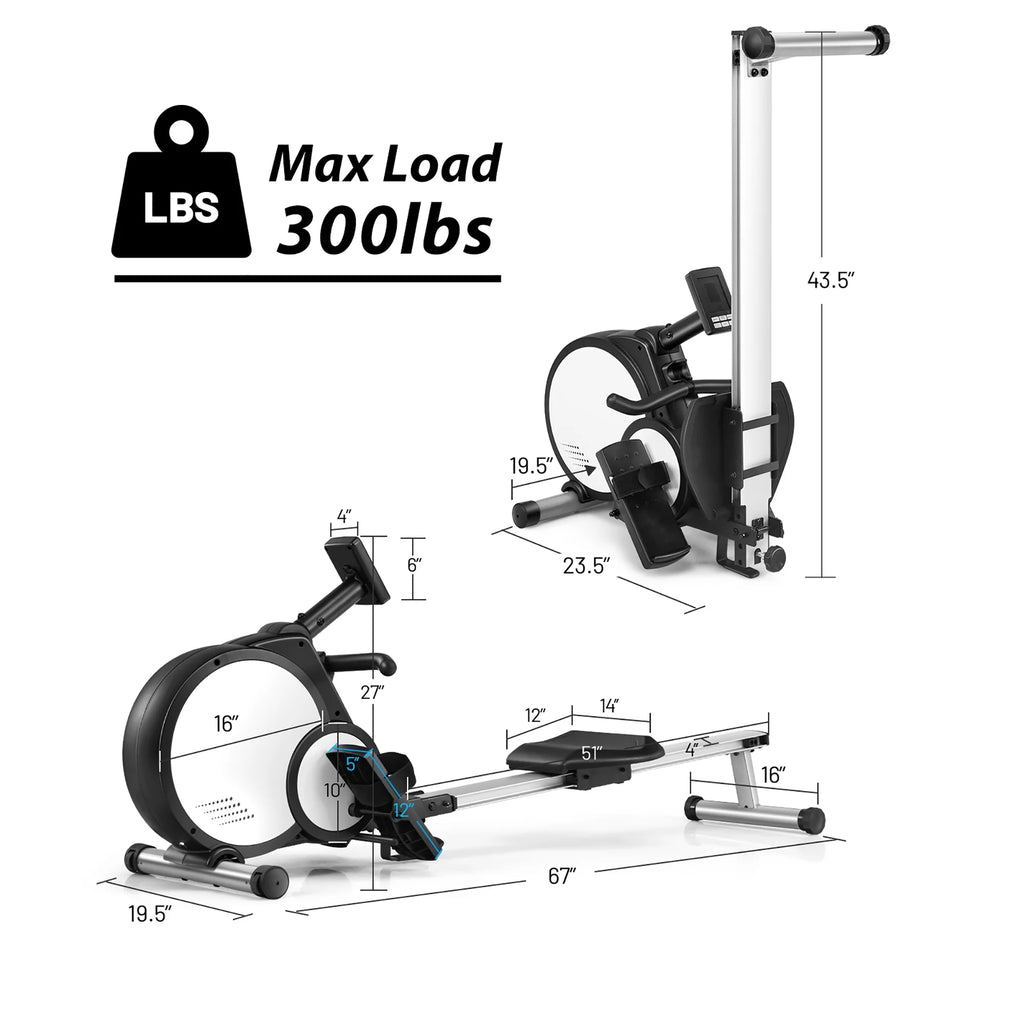 Foldable Magnetic Rowing Machine with LCD Monitor N271