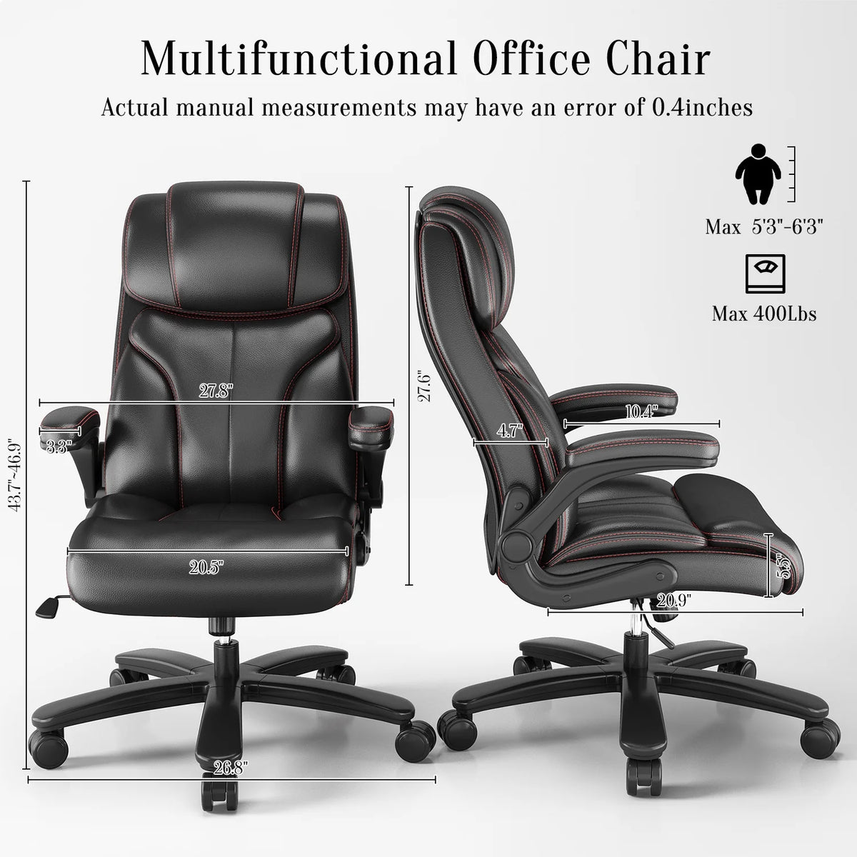 Black PU Leather Ergonomic High Back Swivel Office Chair E1989
