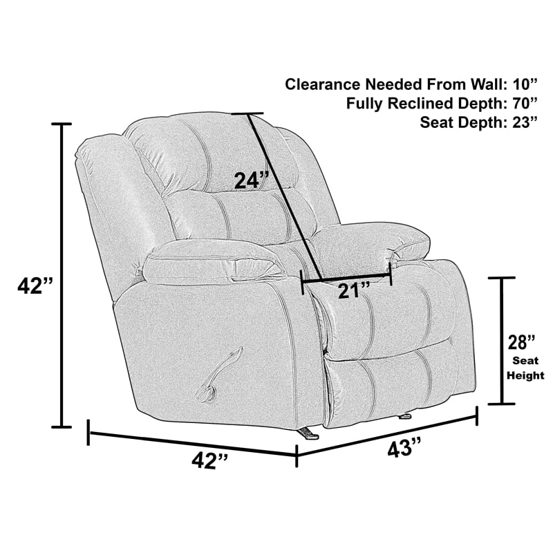 Gray Polyester Rocker Recliner with Dual Cupholders P86132