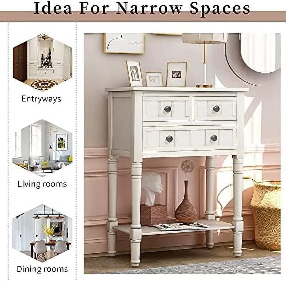 Narrow Console Table with Three Drawers W49163