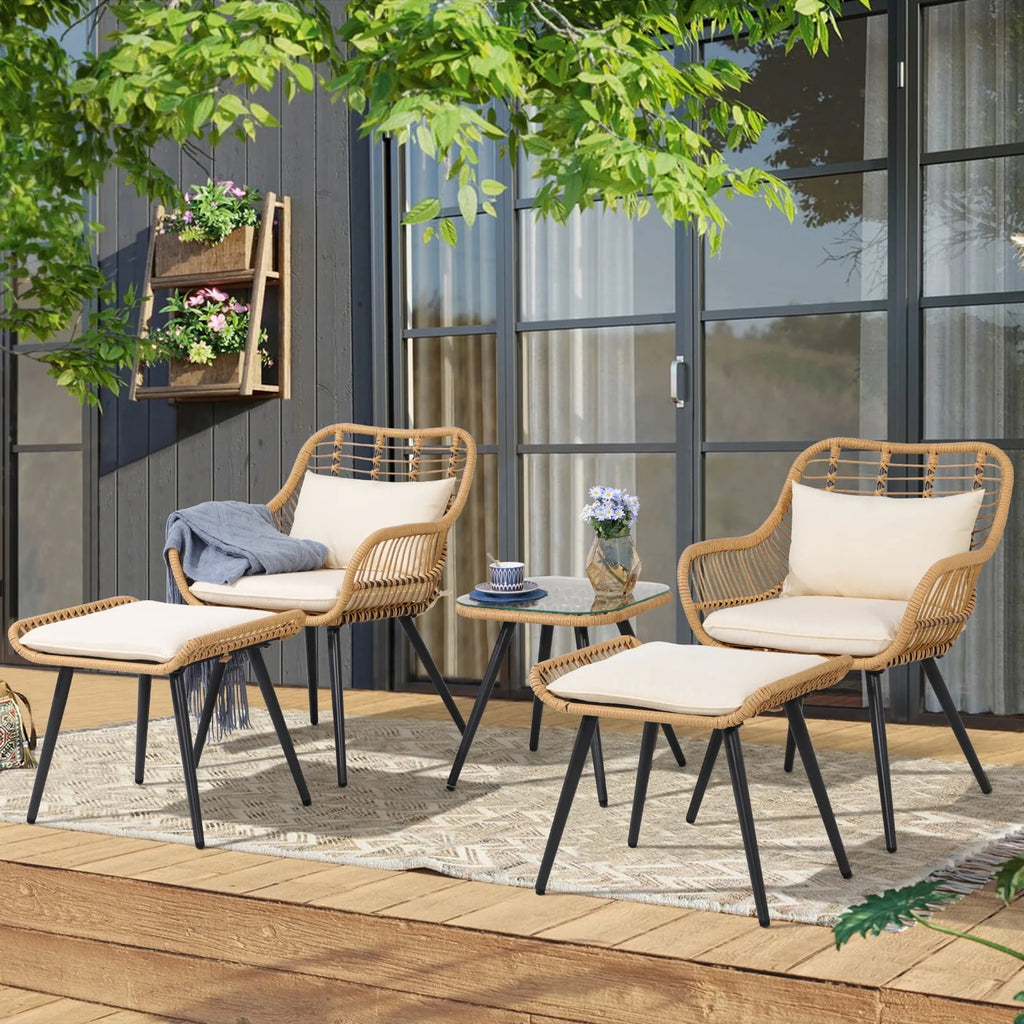 5-Piece PE Rattan Wicker Patio Furniture Set G6129
