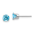 14k White Gold 5mm Blue Topaz Stud Earrings N147