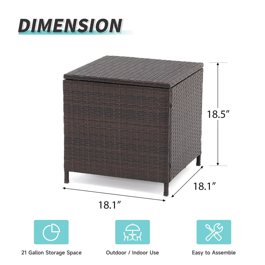 Brown Wicker Rattan Side Table with Iron Frame S377745