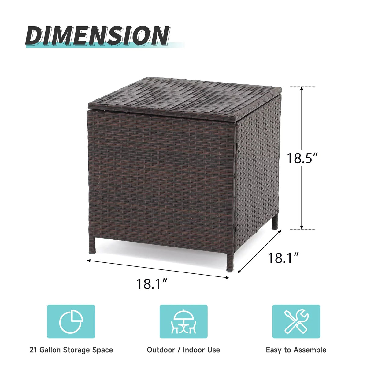 Brown Wicker Rattan Side Table with Iron Frame S377745