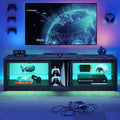 Black Marble TV Stand with LED Light S12331