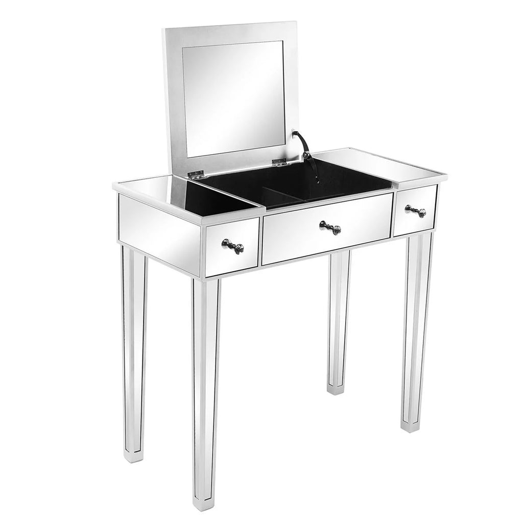Wood Vanity Table with Flip-top Mirror 3 Drawers T2035