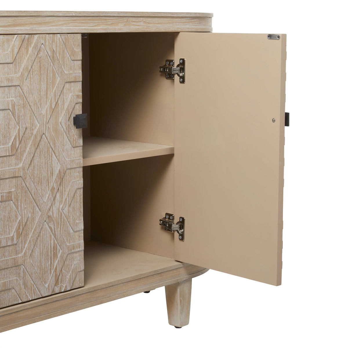 Wood Traditional Cabinet with Hexagonal Pattern L254