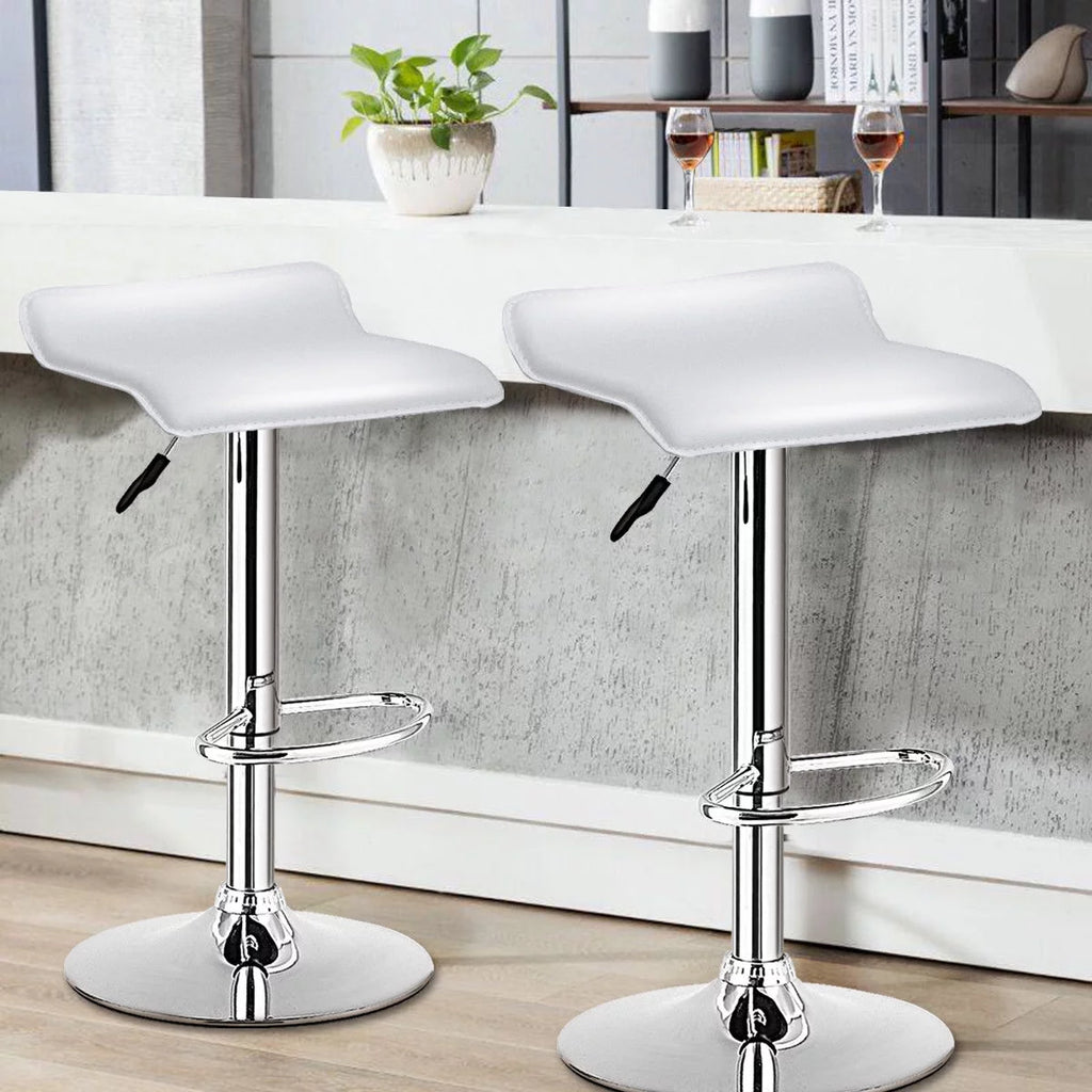 Set of 2 White Adjustable Swivel Bar Stools B826457