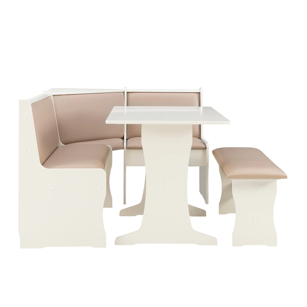 Tan Dining Table and Bench Set with Storage K69973