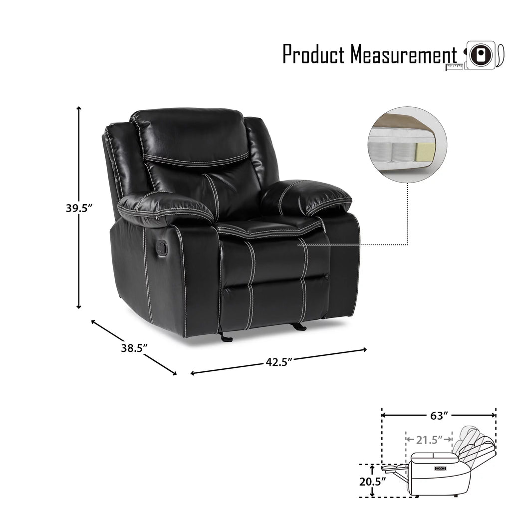 Black Faux Leather Upholstered Reclining Chair L919886