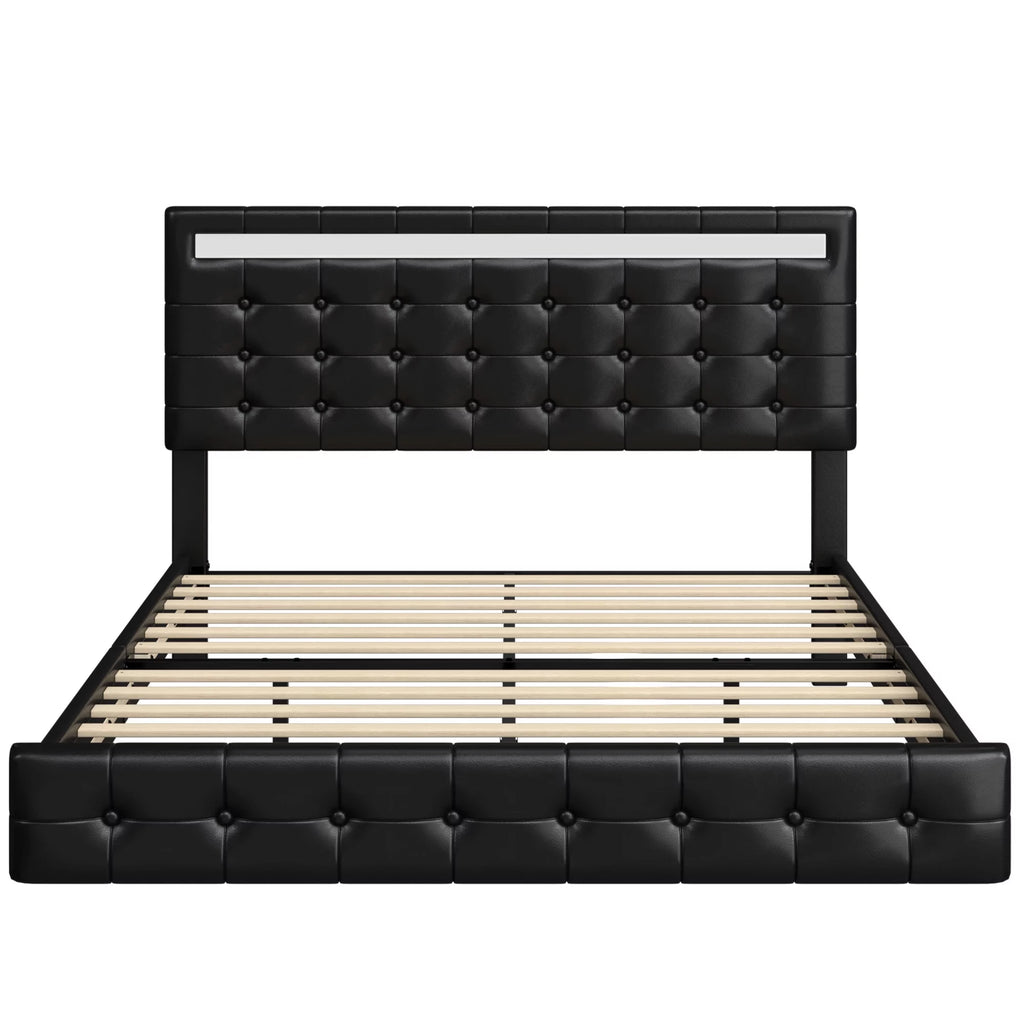 King LED Platform Bed with Under Bed Storage S7761