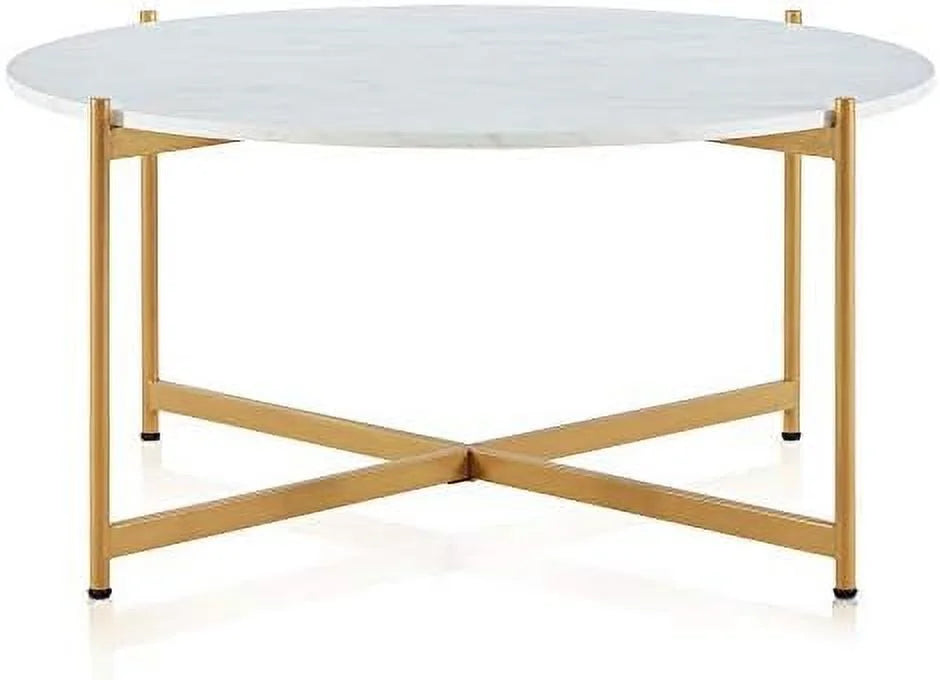36 Inch Round Faux Marble Coffee Table R147