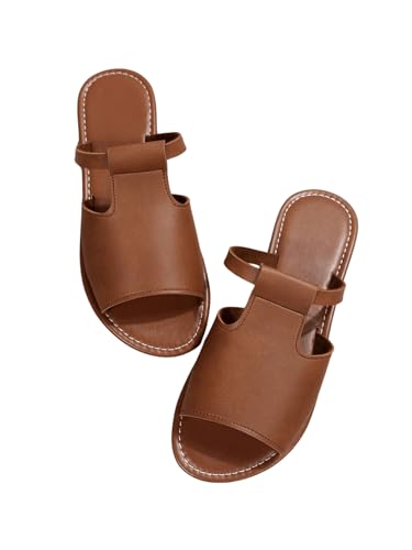 Cut Out Slide Sandals Open Toe Flat Sandals Z353