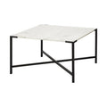 White Marble Top Black Metal Base Coffee Table O5590