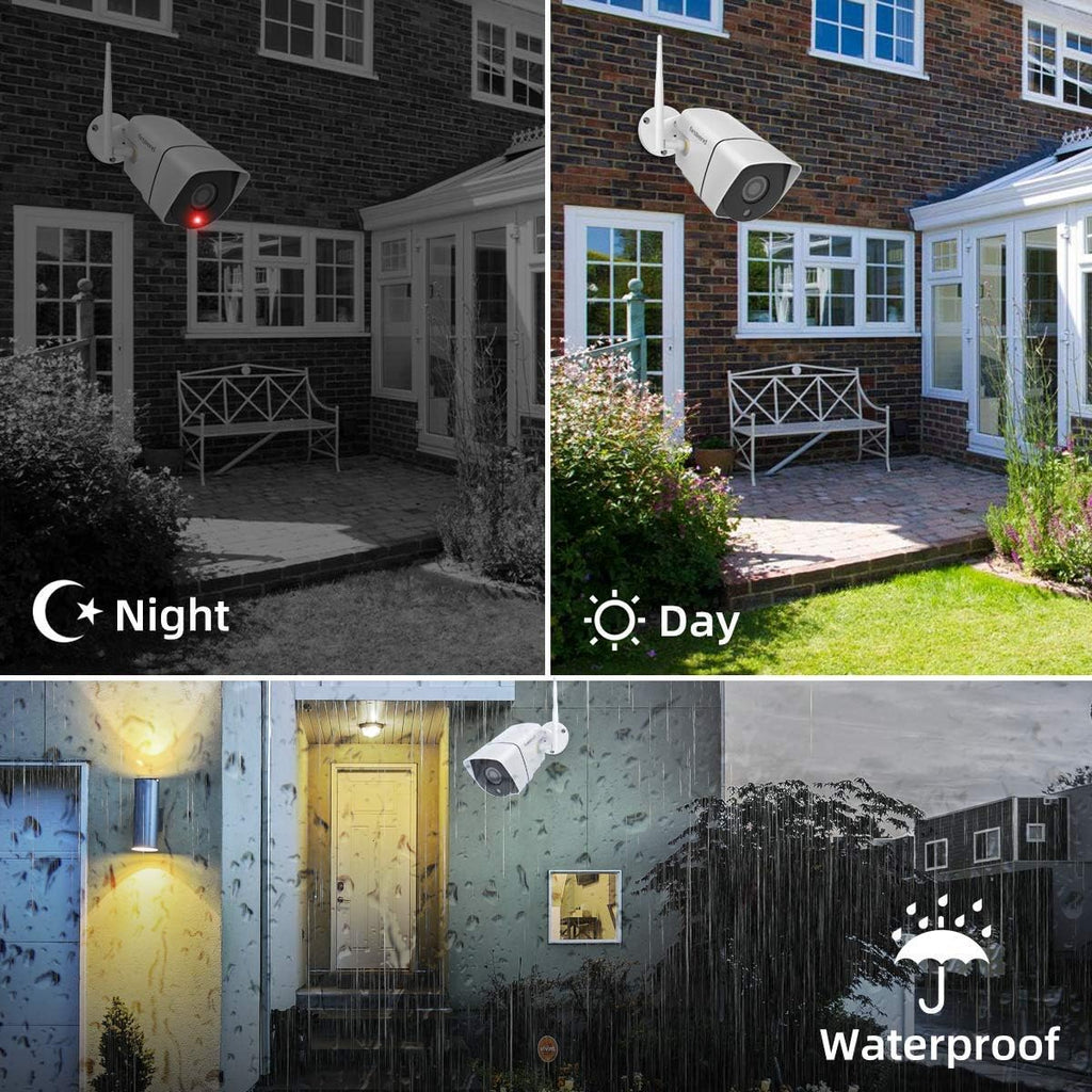 Wireless 1080P 8CH Security Camera System with 4pcs 2MP Cameras 1TB HDD Night Vision M6725